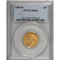 1909-D $5 MS62 PCGS