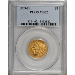 1909-D $5 MS62 PCGS