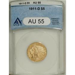 1911-D $5 AU55 ANACS