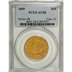 1849 $10 AU58 PCGS