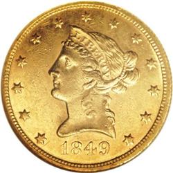 1849 $10 MS61 NGC