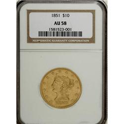 1851 $10 AU58 NGC