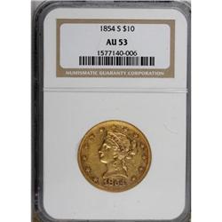 1854-S $10 AU53 NGC