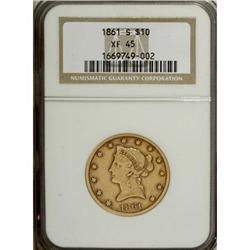 1861-S $10 XF45 NGC