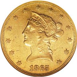1865 $10 AU55 NGC