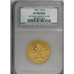 1867 $10 XF Details NCS
