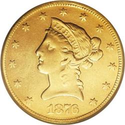 1876-CC $10--Repaired, Improperly Cleaned--NCS.