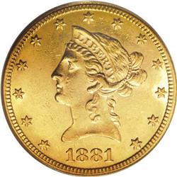 1881-CC $10 AU58 PCGS