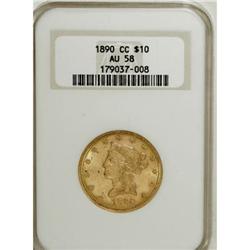 1890-CC $10 AU58 NGC