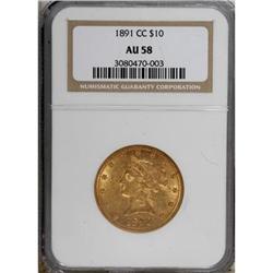1891-CC $10 AU58 NGC