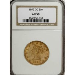 1892-CC $10 AU58 NGC