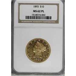 1893 $10 MS62 Prooflike NGC