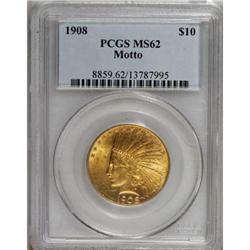 1908 $10 Motto MS62 PCGS