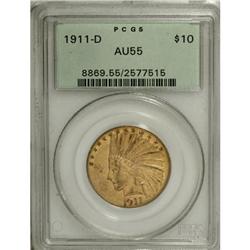 1911-D $10 AU55 PCGS