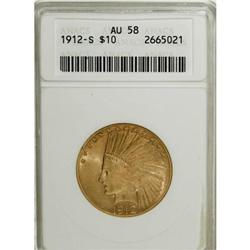 1912-S $10 AU58 ANACS
