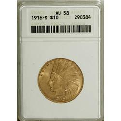 1916-S $10 AU58 ANACS