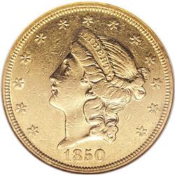 1850 $20 AU50 NGC