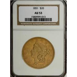 1851 $20 AU53 NGC