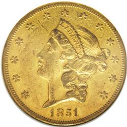 1851-O $20 AU55 NGC