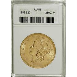 1852 $20 AU58 ANACS