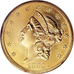 1854-S $20--Improperly Cleaned--NCS. Unc