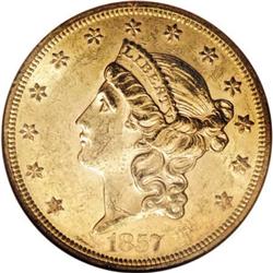 1857 $20 MS61 NGC
