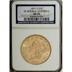 1857-S $20 AU55 NGC