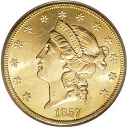 1857-S $20 MS63 PCGS