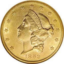 1859-S $20 AU58 NGC