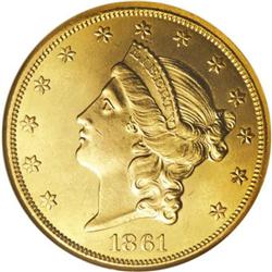 1861 $20 MS62 NGC