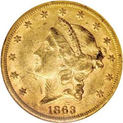 1863-S $20 AU58 NGC