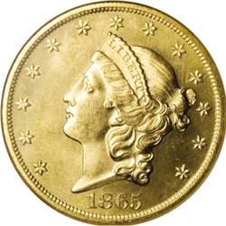 1865 $20 MS65 NGC