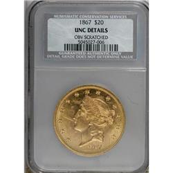 1867 $20 Unc. Details NCS