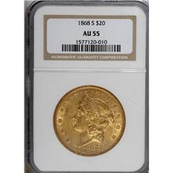 1868-S $20 AU55 NGC