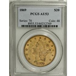 1869 $20 AU53 PCGS