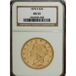 1870-S $20 AU53 NGC