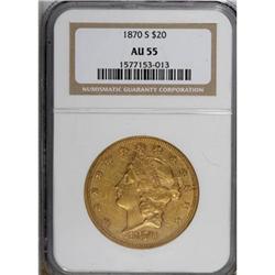 1870-S $20 AU55 NGC