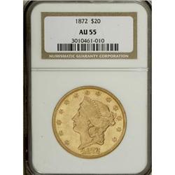 1872 $20 AU55 NGC