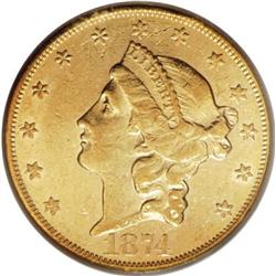 1874-CC $20 AU55 PCGS