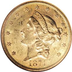 1874-S $20 MS61 NGC