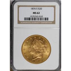 1876-S $20 MS62 NGC