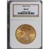 Image 1 : 1883-S $20 MS62 NGC
