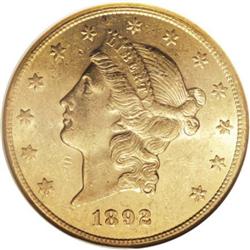 1892-CC $20 AU58 NGC