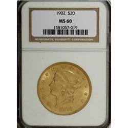 1902 $20 MS60 NGC