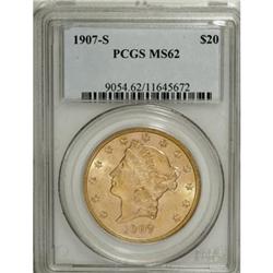 1907-S $20 MS62 PCGS