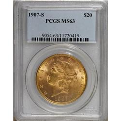 1907-S $20 MS63 PCGS