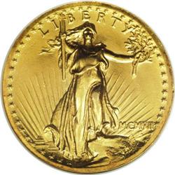 1907 $20 High Relief AU58 Details ANACS