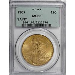 1907 $20 Arabic Numerals MS63 PCGS