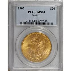 1907 $20 Arabic Numerals MS64 PCGS