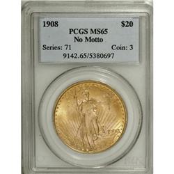 1908 $20 No Motto MS65 PCGS